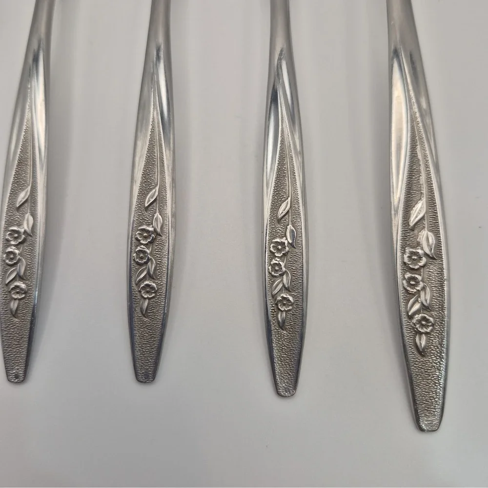 Vtg Superior Stainless Steel Flatware USA Radiant Rose Forks 5 Salad 1 Dinner